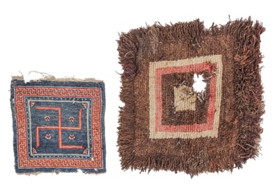 Wangden and Swastika Small Rug (2), Tibet, 19th C.