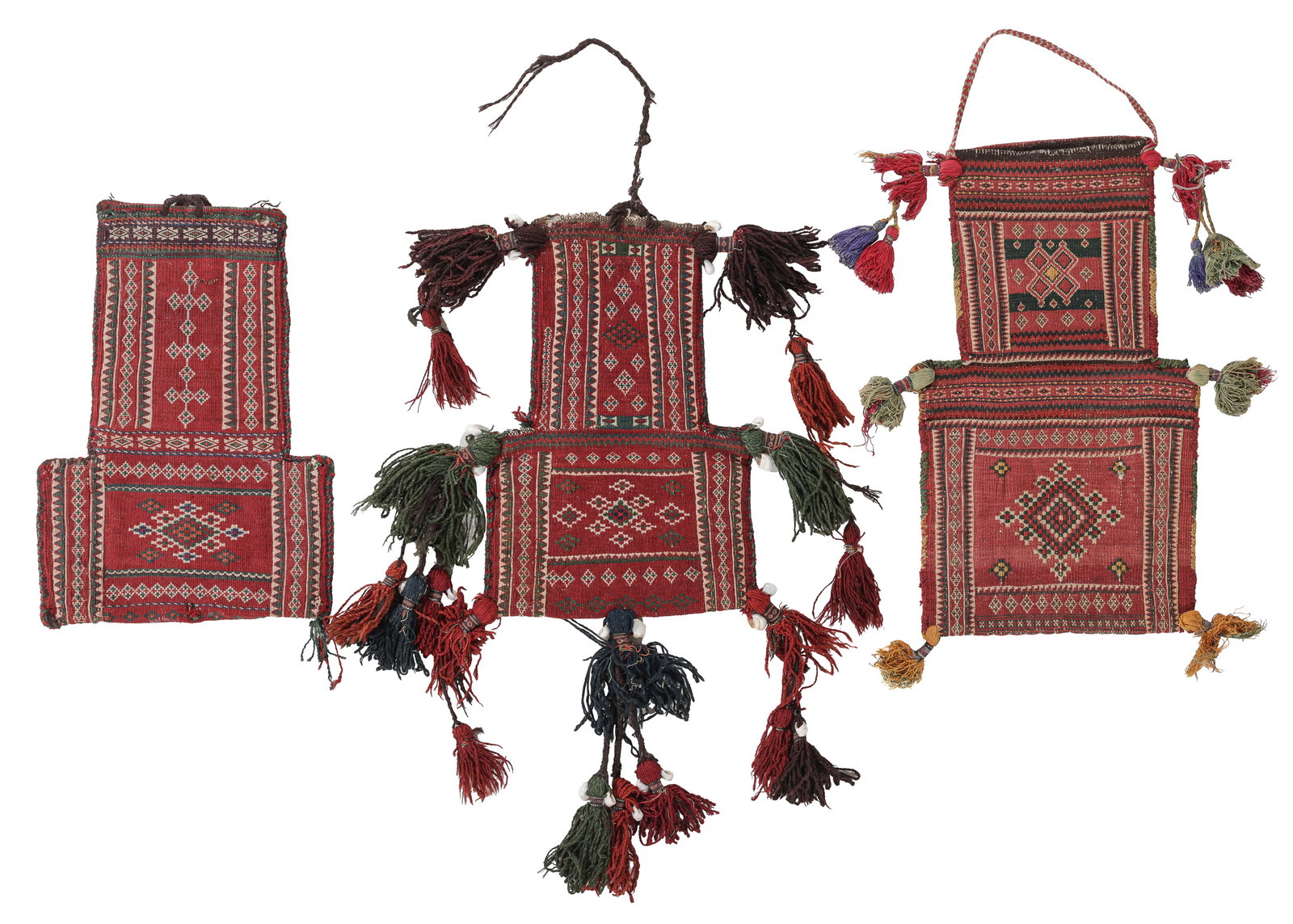 Group of 3 Antique Baluch Saltbags: Group of 3 Antique Baluch Saltbags, largest: 1'2'' x 2'0'' (36 x 61 cm). Weight: 6 lbs.