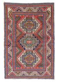 Unusual Kazak Style Rug, Caucasus, Early/Mid 20th C., 4'3'' x 6'3''