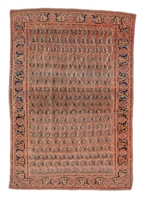 Ivory Field Kashan Boteh Rug, Persia, Late 19th C., 4'5'' x 6'5''