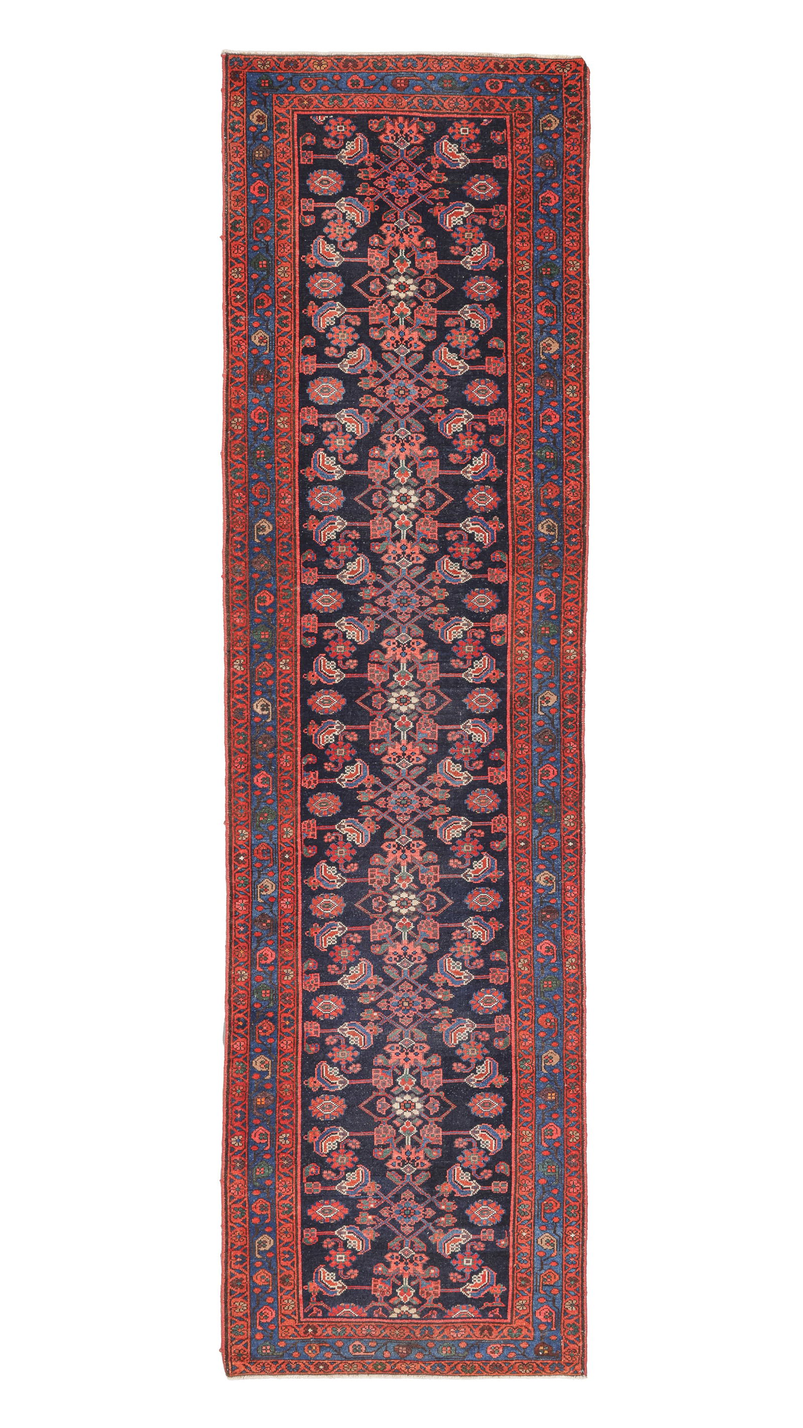 Blue Malayer Rug, Persia, Ca. 1910, 2'9'' x 10'1'': Blue Malayer Rug, Persia, Ca. 1910, 2'9'' x 10'1'' (84 x 307 cm). Weight: 12 lbs. Material: wool pile, cotton warp, cotton weft.