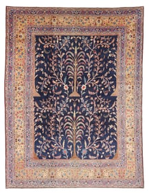 Unusual Blue Tabriz Rug, Persia, Ca. 1920, 10'1'' x 13'4''