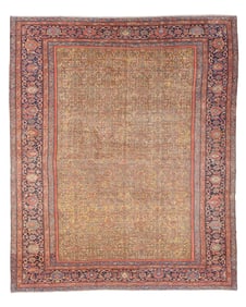 Mansion Size Gold Field Ferahan Rug, Persia, Ca. 1900, 12'7'' x 15'2''