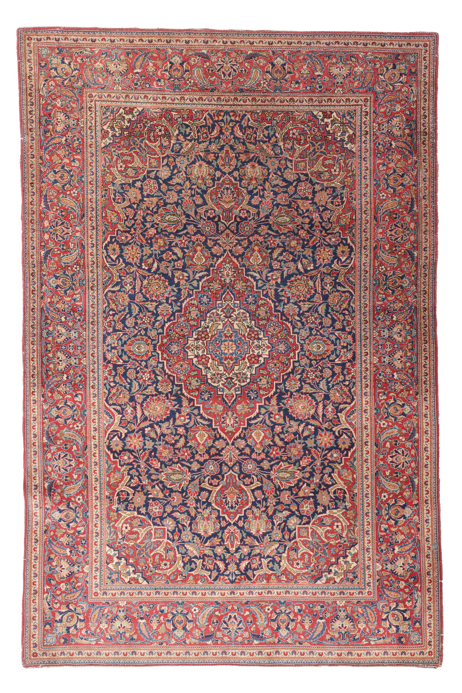 Kashan Rug, Persia, Ca. 1930's/40's, 4'4'' x 6'7'': Kashan Rug, Persia, Ca. 1930's/40's, 4'4'' x 6'7'' (132 x 201 cm). Weight: 15 lbs. Material: wool pile, cotton warp, cotton weft.