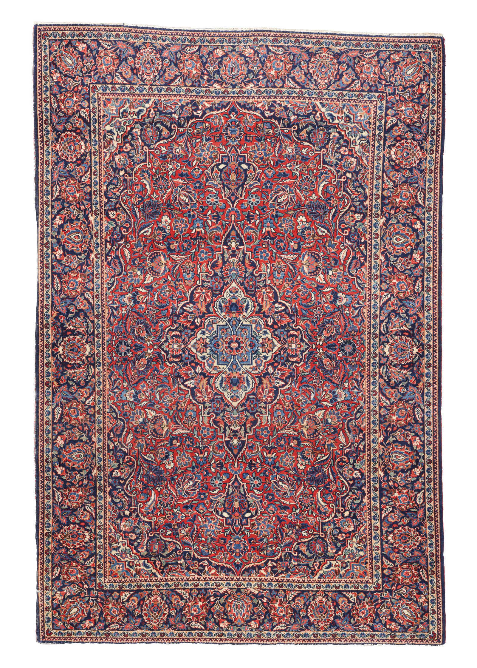 Kashan Rug, Persia, Ca. 1930, 4'4'' x 6'8'': Kashan Rug, Persia, Ca. 1930, 4'4'' x 6'8'' (132 x 203 cm). Weight: 16 lbs. Material: wool pile, cotton warp, cotton weft.