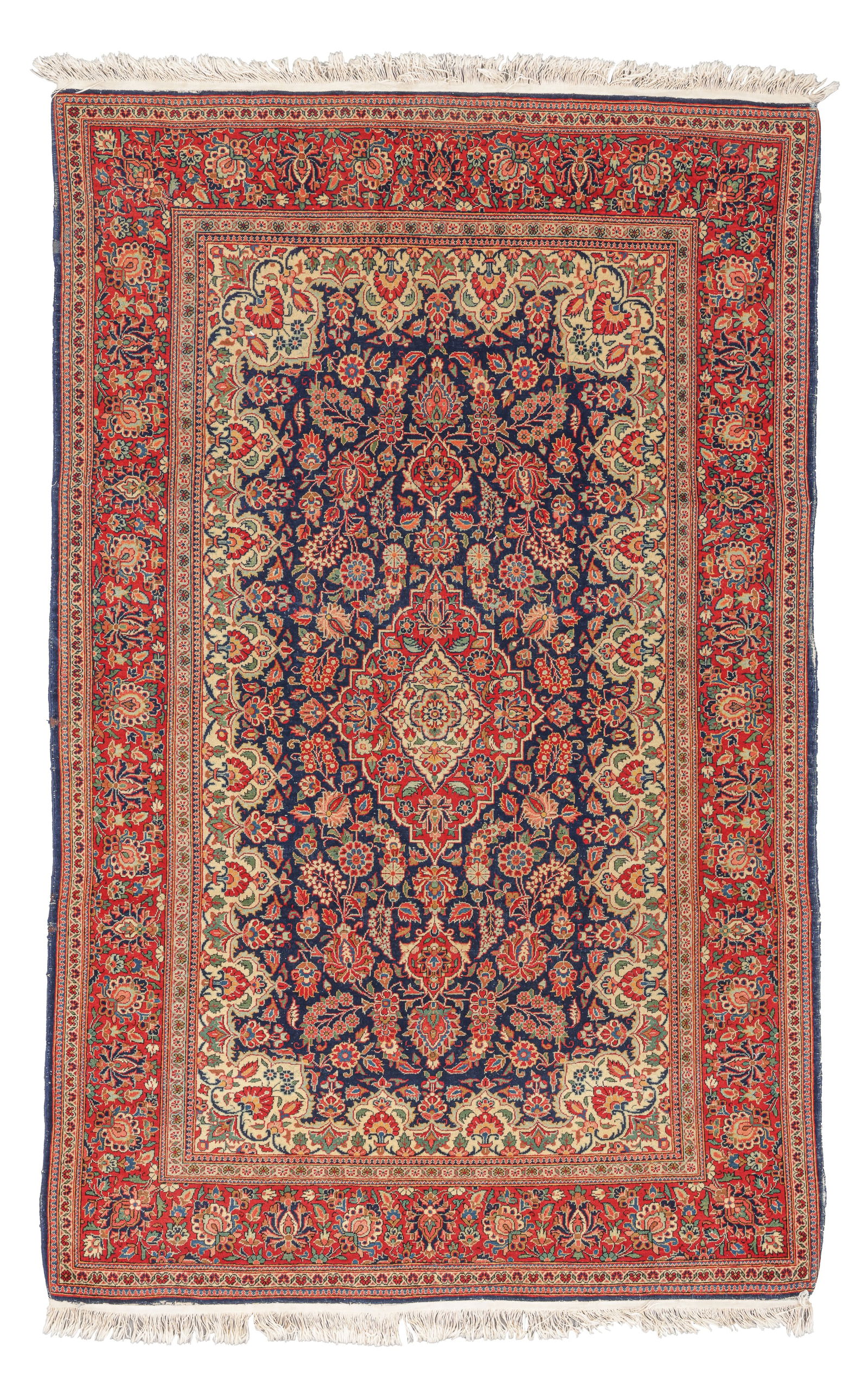 Kashan Rug, Persia, Ca. 1930's/40's, 4'2'' x 6'7'': Kashan Rug, Persia, Ca. 1930's/40's, 4'2'' x 6'7'' (127 x 201 cm). Weight: 14 lbs. Material: wool pile, cotton warp, cotton weft.