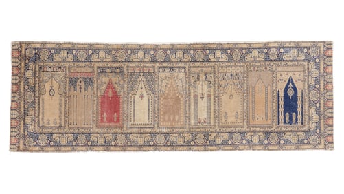 Kayseri Prayer Saf Rug, Turkey, Mid 20th C., 3'4'' x 9'9''