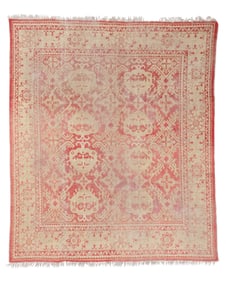 Distressed Spanish Oushak Rug, Early 20th C., 10'5'' x 12'3''