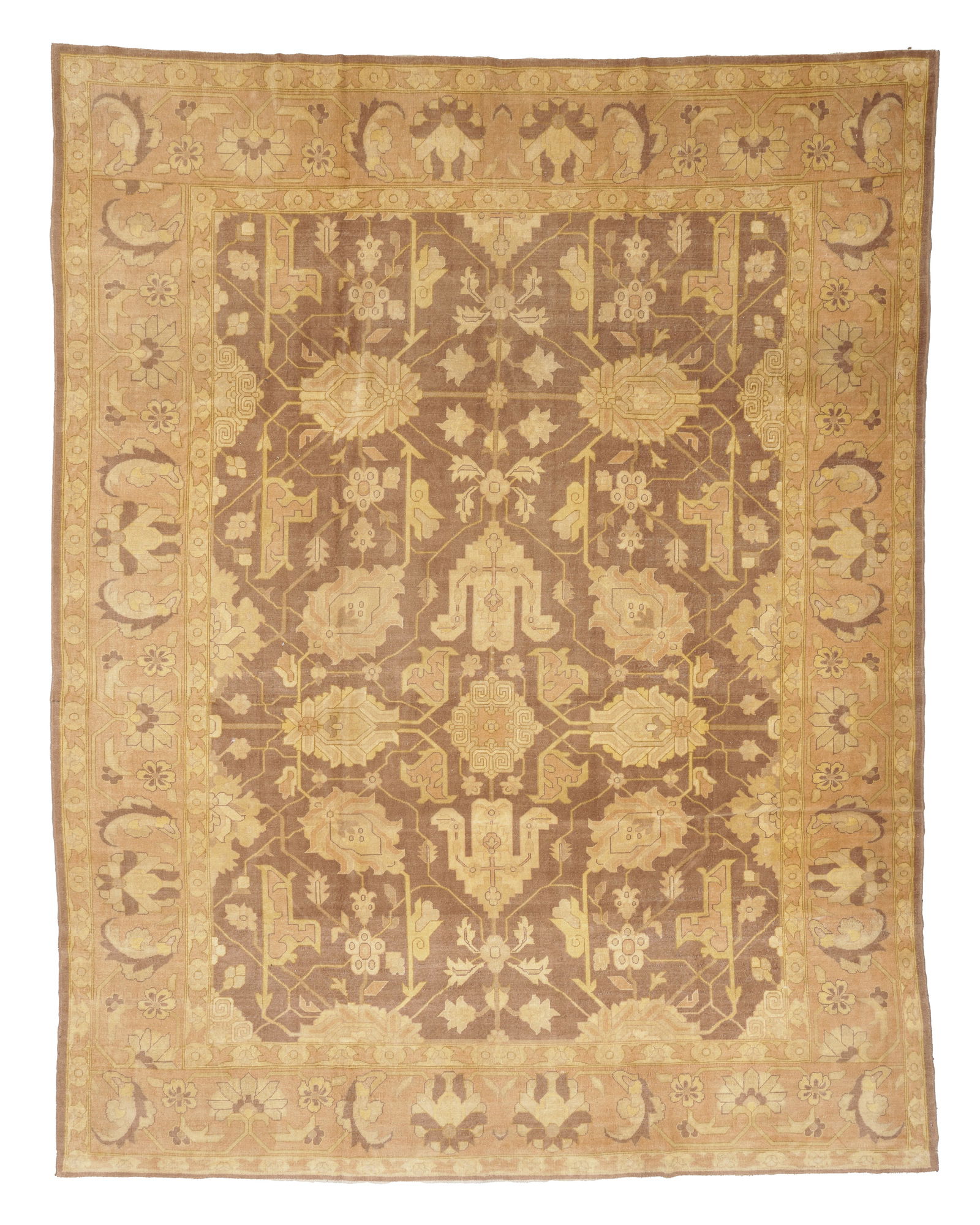 Agra Rug, India, Mid 20th C., 9'4'' x 12'4'': Agra Rug, India, Mid 20th C., 9'4'' x 12'4'' (284 x 376 cm). Weight: 46 lbs. Material: wool pile, cotton warp, cotton weft.