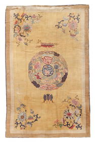 Unusual Asian Inspired Hooked Rug, Early/Mid 20th C., 5'10'' x 9'3''