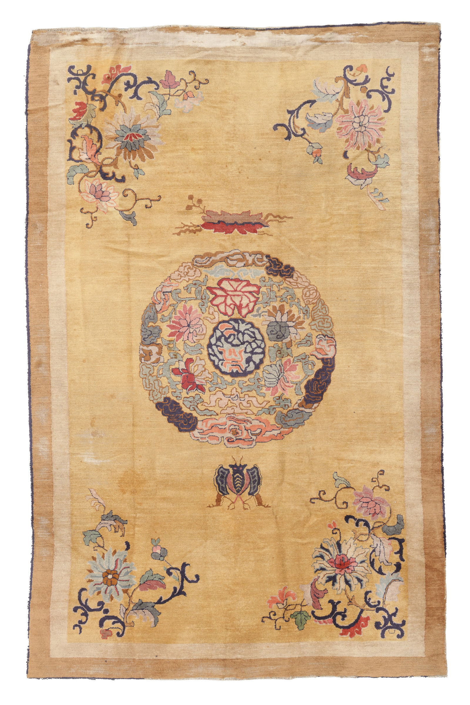 Unusual Asian Inspired Hooked Rug, Early/Mid 20th C., 5'10'' x 9'3'' (1 of 5)