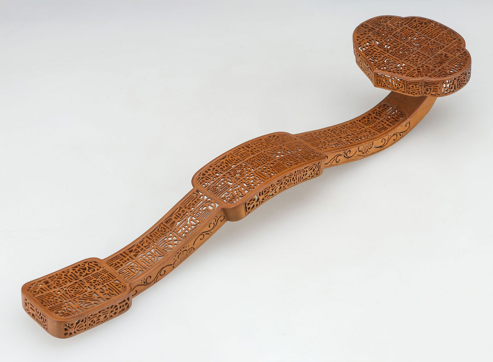 Chinese Carved Sandalwood Ruyi Scepter, 19th C.