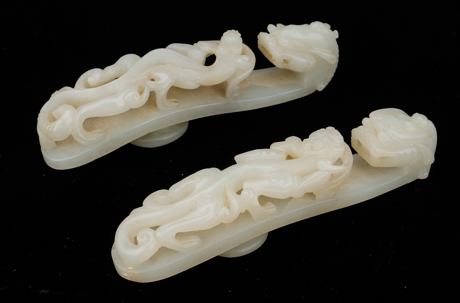 2 Chinese Jade Belt Hooks, 19th C. (1 of 5)