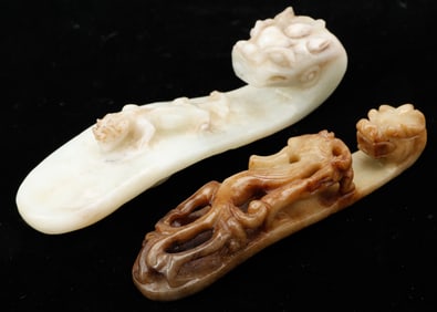 2 Chinese Jade Belt Hooks