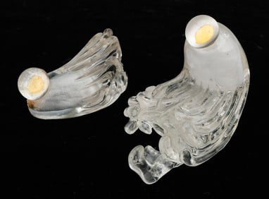 2 Chinese Rock Crystal Buddha Hand Citron Snuff Bottles