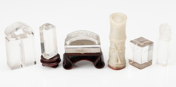 6 Chinese Crystal and Hardstone Seals, Republic Period