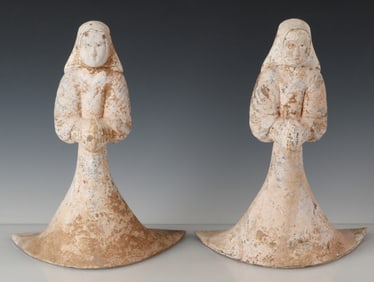 Pair of Han Dynasty Pottery Female Figures