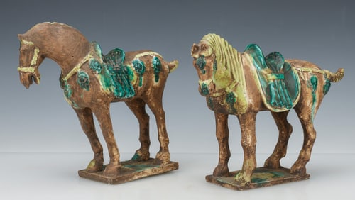 2 Tang Dynasty Style Sancai Horses