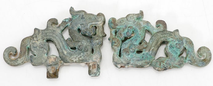 2 Bronze Dragon Belt Plaques