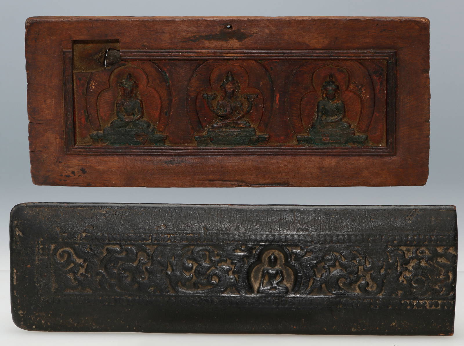 2 Sutra Book Covers, Central Tibet, Wood, 12th -15th C.