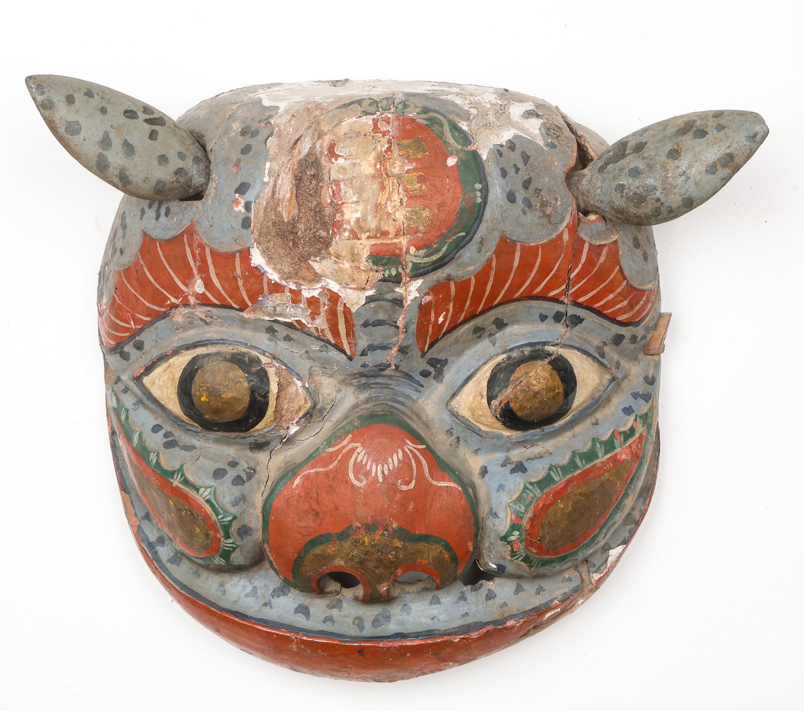 Chinese Opera Animal Mask: Chinese Opera Animal Mask. Wood, pigment. Size: 10'' x 9'' x 3'' (25 x 23 x 8 cm). From the Nina Sidley Collection of International Textiles and Folk Art.