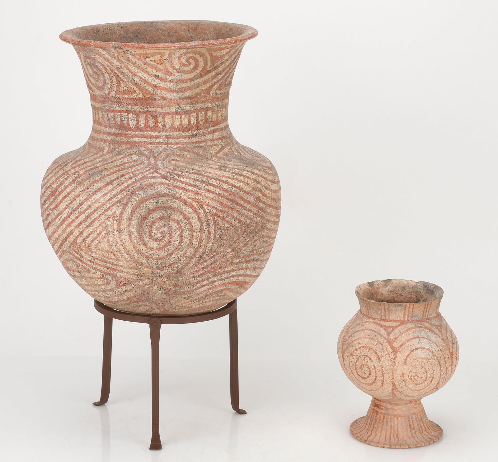 2 Ancient Ban Chiang Bi-Chrome Pots, Thailand (1 of 6)