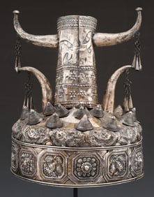 Antique Miao Silver Ceremonial Hat, China