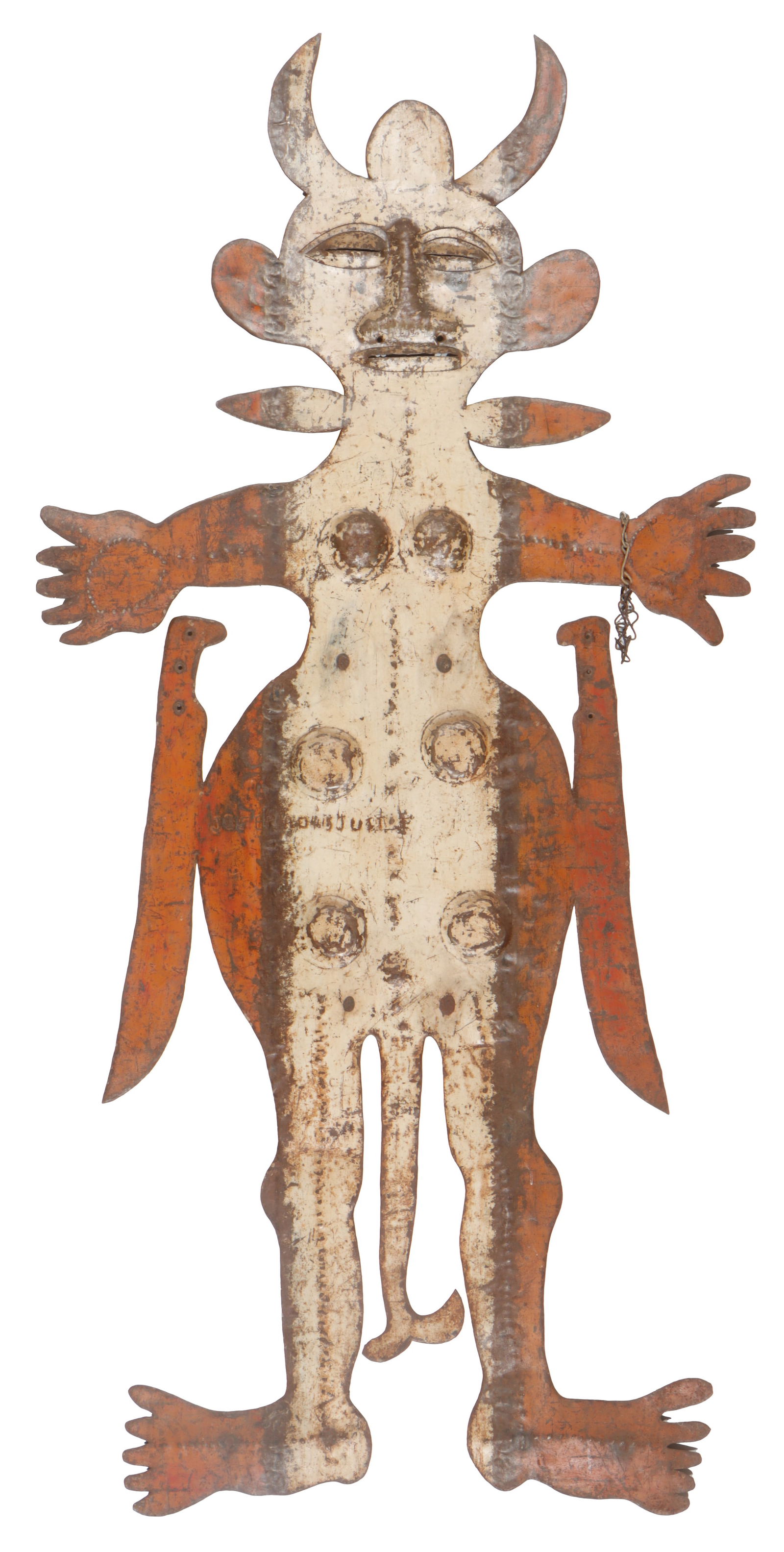 Joseph Louis-Juste (Haitian/Haiti) Bossou, Circa 1960's: Joseph Louis-Juste (Haitian, 1940-1989) Bossou, circa 1960's, sculpted recycled oil drum metal. Size: 69'' x 34'' (175 x 86 cm). Provenance: Fahimie Marks, Joel Marks.