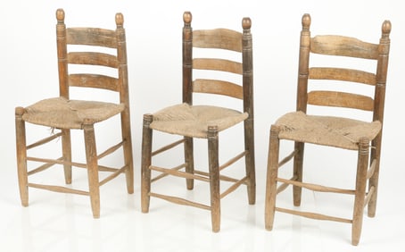 3 Rustic (Haitian/Haiti) Wood Chairs, Circa 1970's.