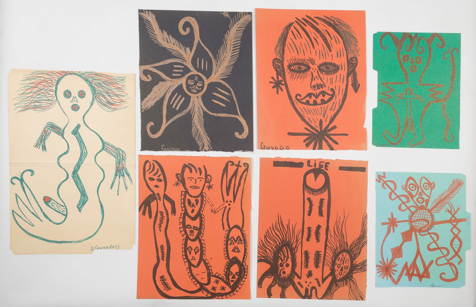 Guyodo (Haitian/Haiti) 7 Drawings, Atis Rezistans (1 of 5)