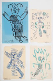 Guyodo (Haitian/Haiti) 4 Drawings, Atis Rezistans