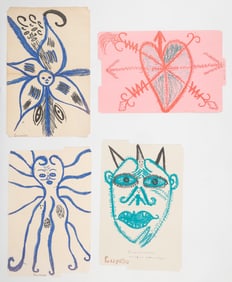 Guyodo (Haitian/Haiti) 4 Drawings, Atis Rezistans