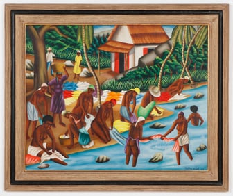 Castera Bazile, (Haitian/Haiti) Washing at River, 1950