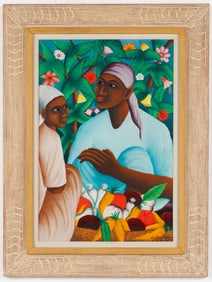 Castera Bazile (Haitian/Haiti) Mother & Child, Dated 1960