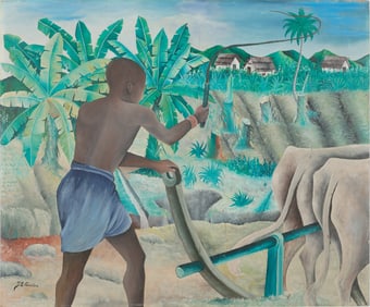 Jacques-Enguerrand Gourgue (Haitian/Haiti) Plowing Scene