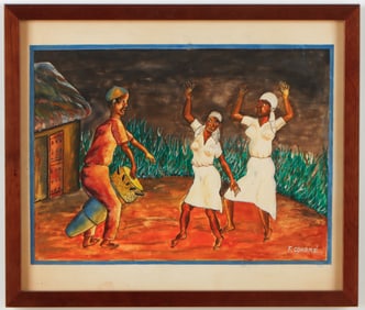 F. Gondre (Haitian/Haiti) Drummer and Dancers, 1951