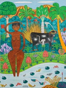 Seymour Etienne Bottex (Haitian/Haiti) Nude in Jungle, 1960's