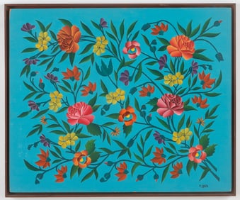 Gabriel Alix (Haitian/Haitian) Still Life in Blue, Circa 1960's