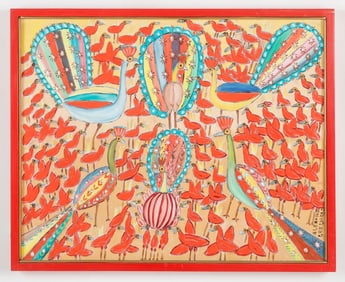 Alexandre Gregoire (Haitian/Haiti) Peacocks & Red Flock
