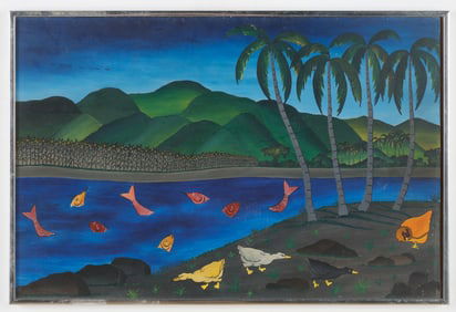 Gabriel Alix (Haitian/Haiti) Ducks and Fish, 1960's