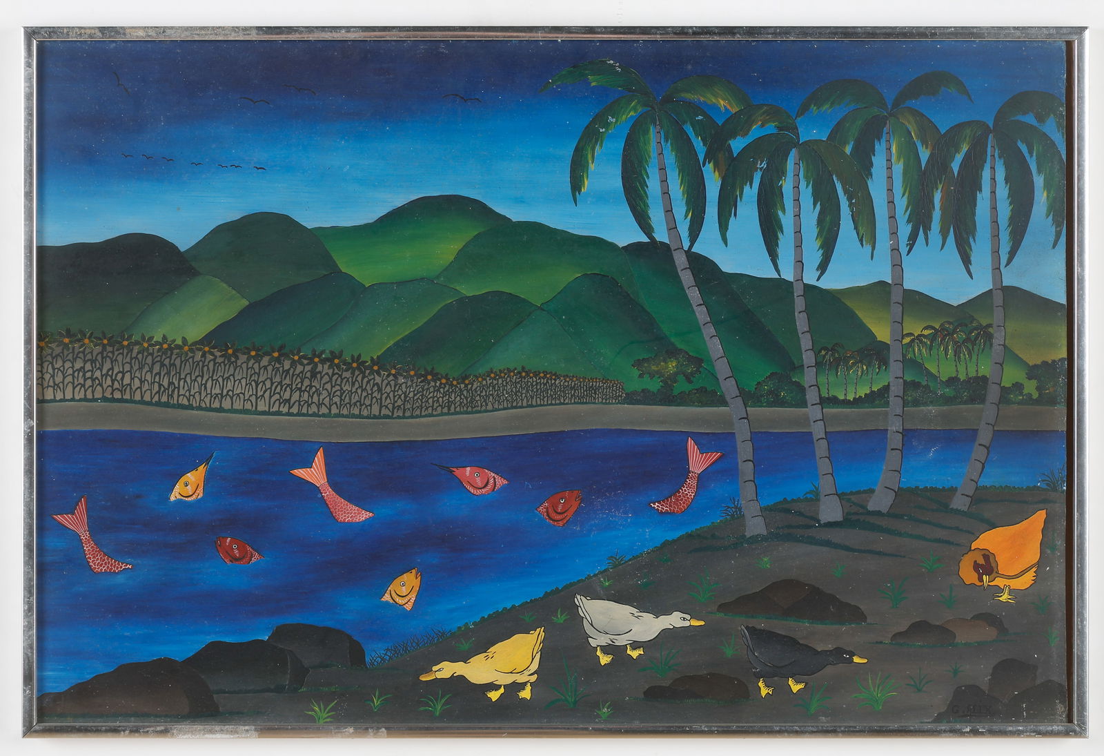 Gabriel Alix (Haitian/Haiti) Ducks and Fish, 1960's (1 of 2)