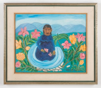 Pierre-Joseph Valcin (Haitian/Haiti) Waiting With Flowers
