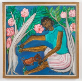 Pierre-Joseph Valcin (Haitian/Haiti) Woman with Dog, 1989