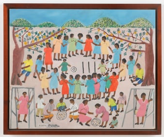 Pierre-Joseph Valcin (Haitian/Haiti) School Yard, Circa 1968
