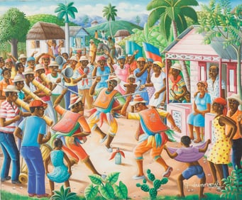 Andre Normil (Haitian/Haiti) Rara Scene, Circa 1990