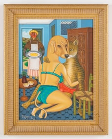 Fritzner Lamour (Haitian/Haiti) Cat and Dog Lovers, Dated 1996