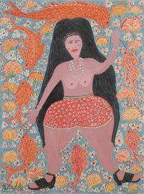 Gerard Fortune (Haitian/Haiti) Bather With Fish, Circa 1999