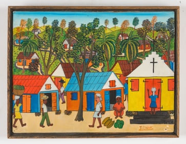 Jean Dubic (Haitian/Haiti.) Village Scene
