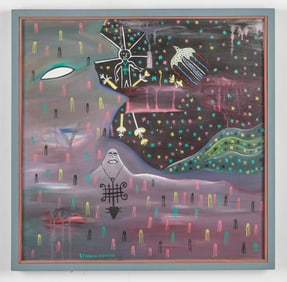 Stivenson Magloire (Haitian/Haiti) Spiritual Night-Scape, Circa 1990