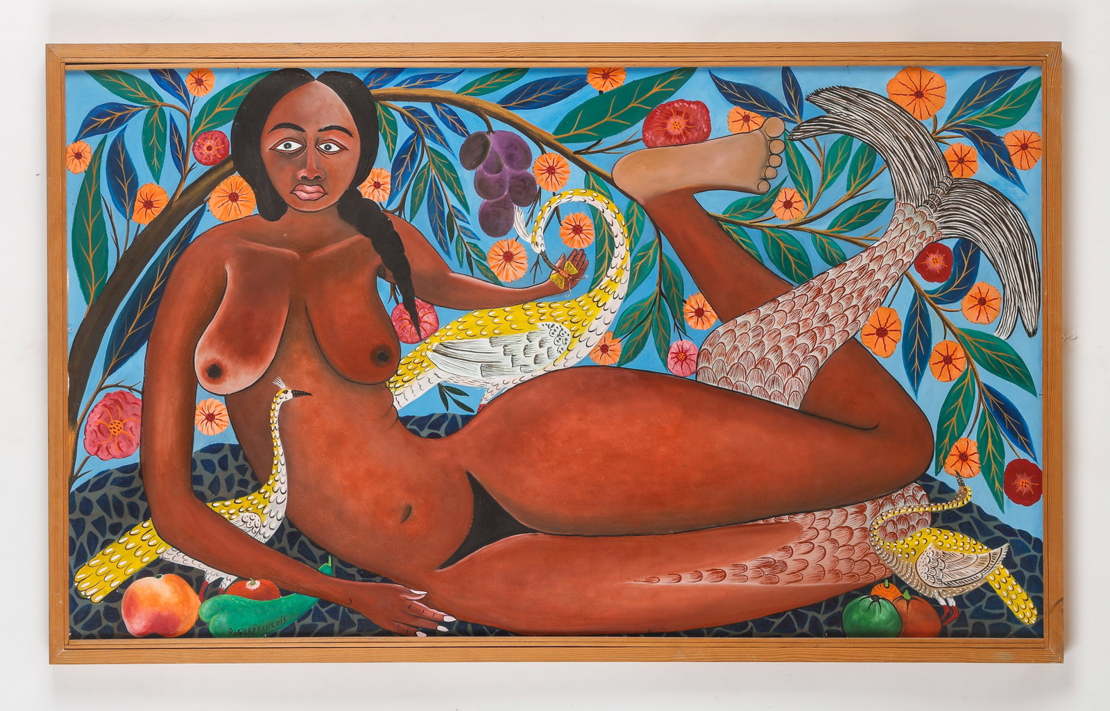 Roger Francois (Haitian/Haiti) Mermaid Transformation: Roger Francois (Haitian, 1928-2013) Mermaid Transformation, oil on canvas. Framed. Size: 30'' x 50'', 76 x 127 cm (stretcher); 31.5'' x 51.5'', 80 x 131 cm (frame). Provenance: Galerie Macondo. Select